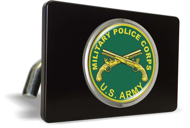 U.S. Army Military Police Corps - Tow Hitch Cover with Chrome Metal Emblem